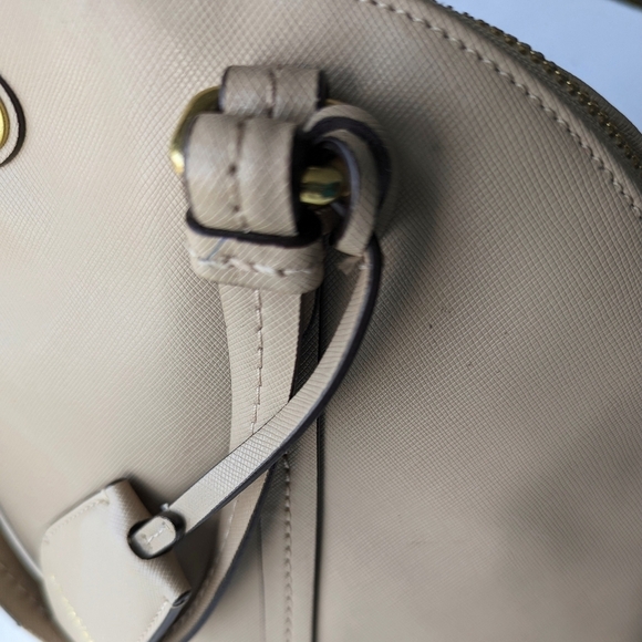 Coach Genuine Leather Cora Dome Satchel Top Handle Zippered Taupe Beige - Picture 4 of 15